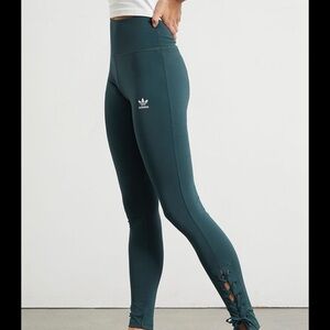 adidas Green High Waisted Lace Up Leggings